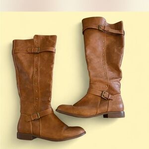 Brown Tall statement  Boots with Buckle Detail